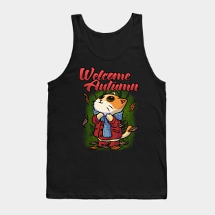 Welcome Autumn Fall Seasons Funny Cute Cat Gift Tank Top